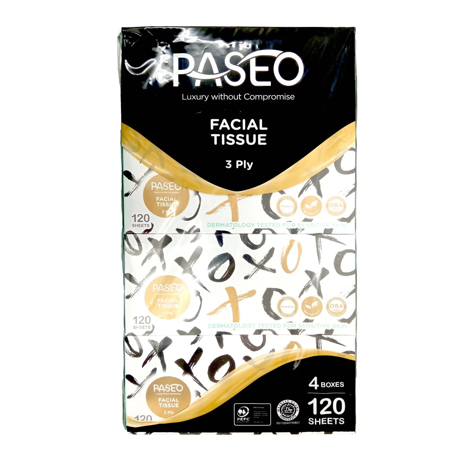 Paseo XO Facial Tissue Soft Pack 3Ply 100pcs x 4 - Image 2