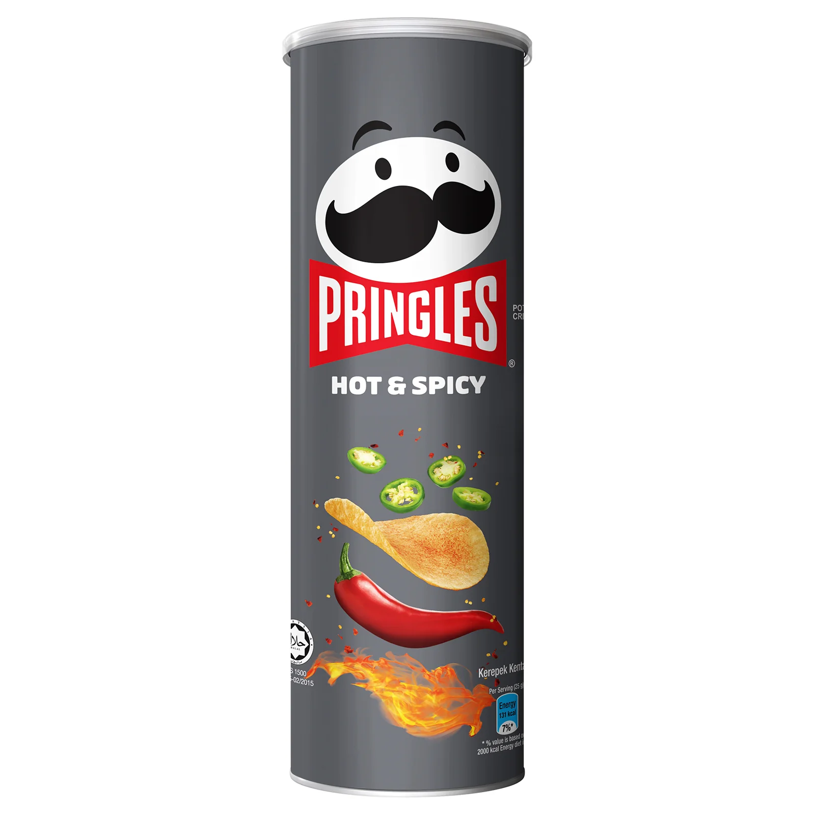 Pringles Hot and Spicy Potato Crisps 102g - Image 2