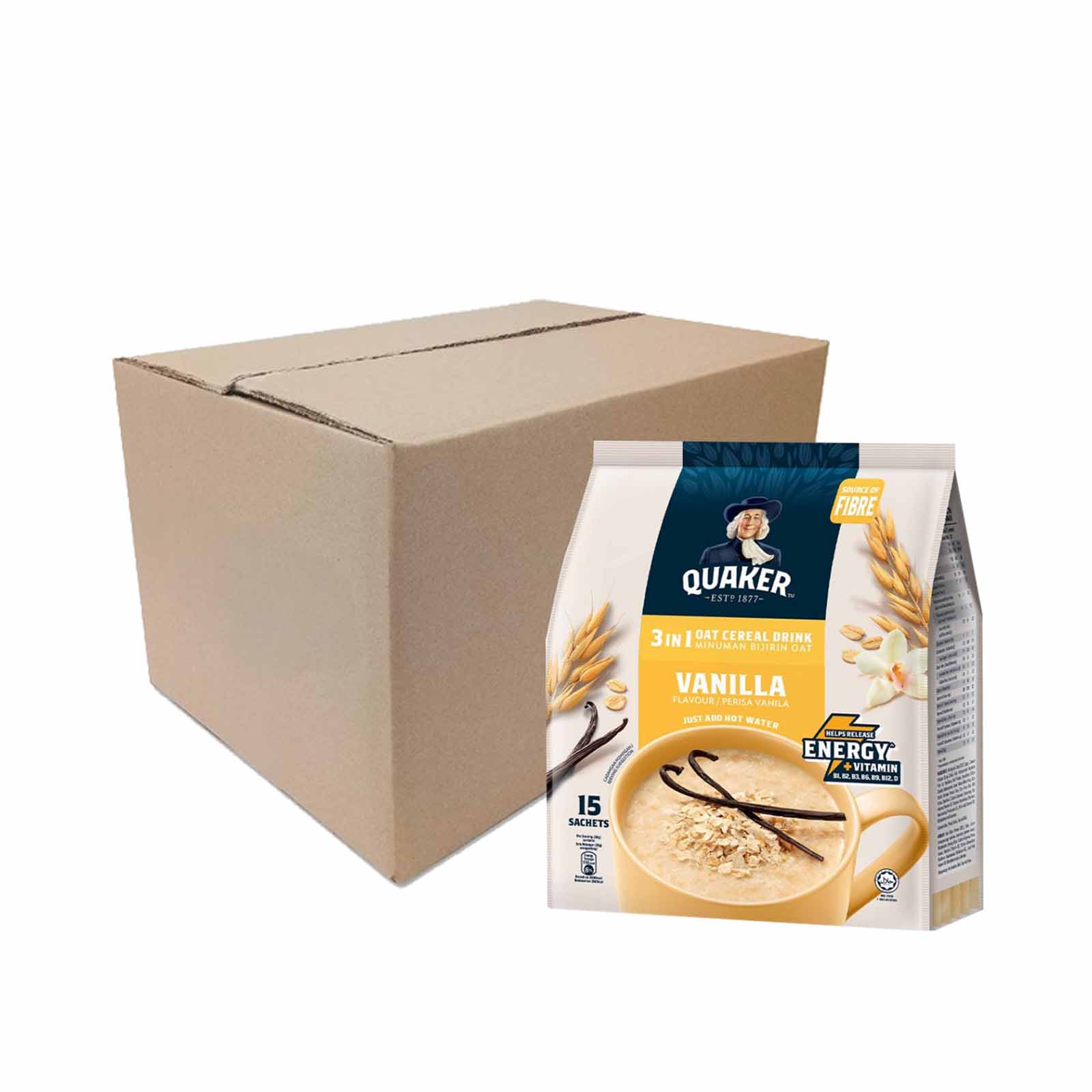 Quaker 3 in 1 Vital Vanilla Cereal Drink 28g x 15 - Image 2