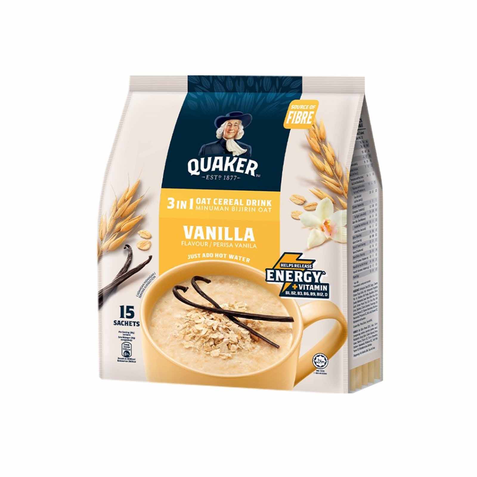 Quaker 3 in 1 Vital Vanilla Cereal Drink 28g x 15 - Image 4