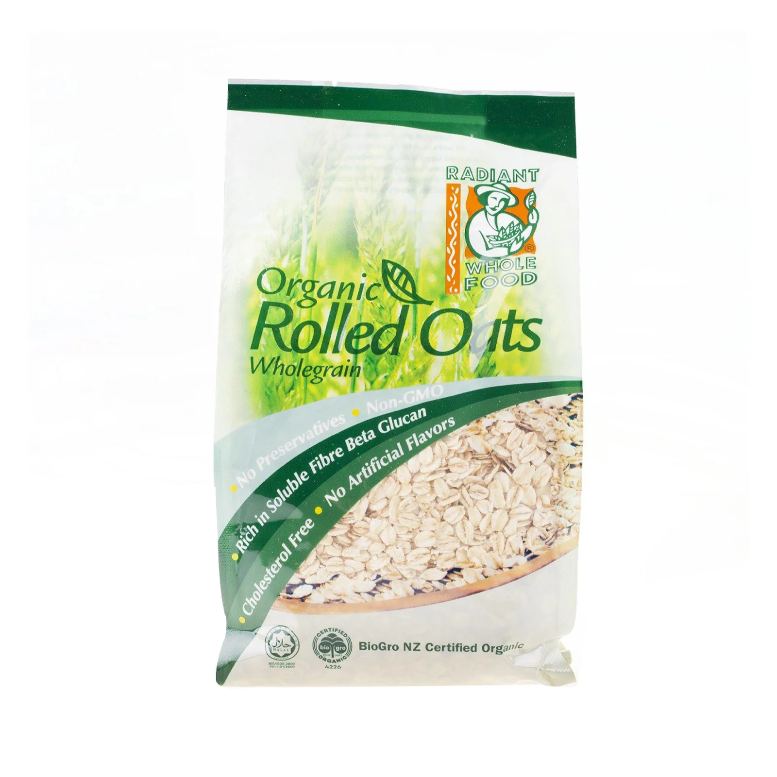 Radiant Whole Food Organic Rolled Oats Wholegrain 500g - Image 2