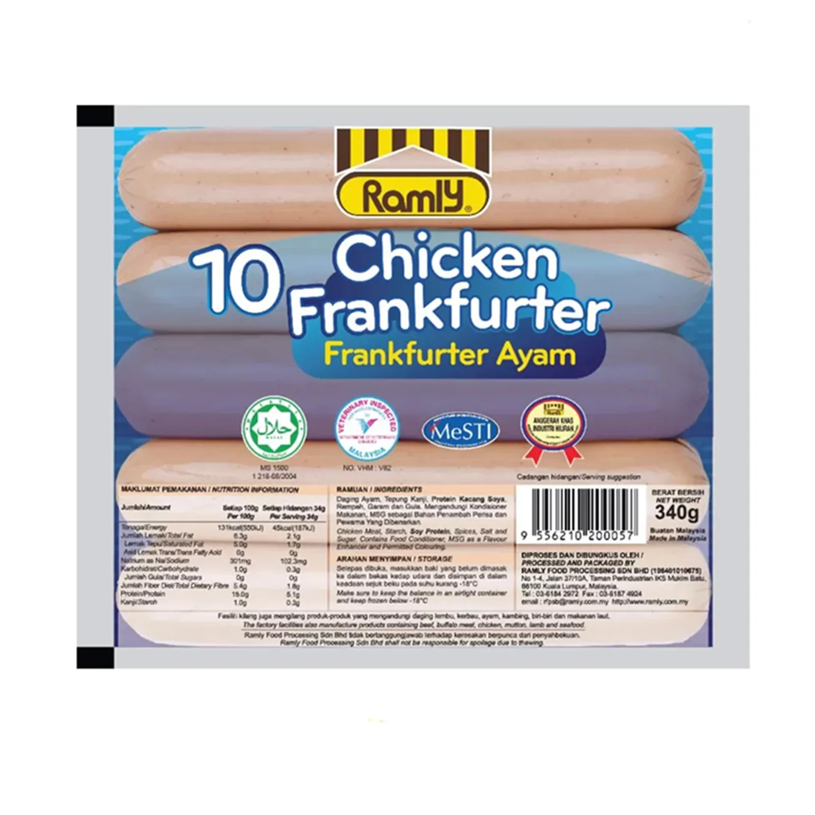 Ramly Chicken Frankfurter 340g - Image 2