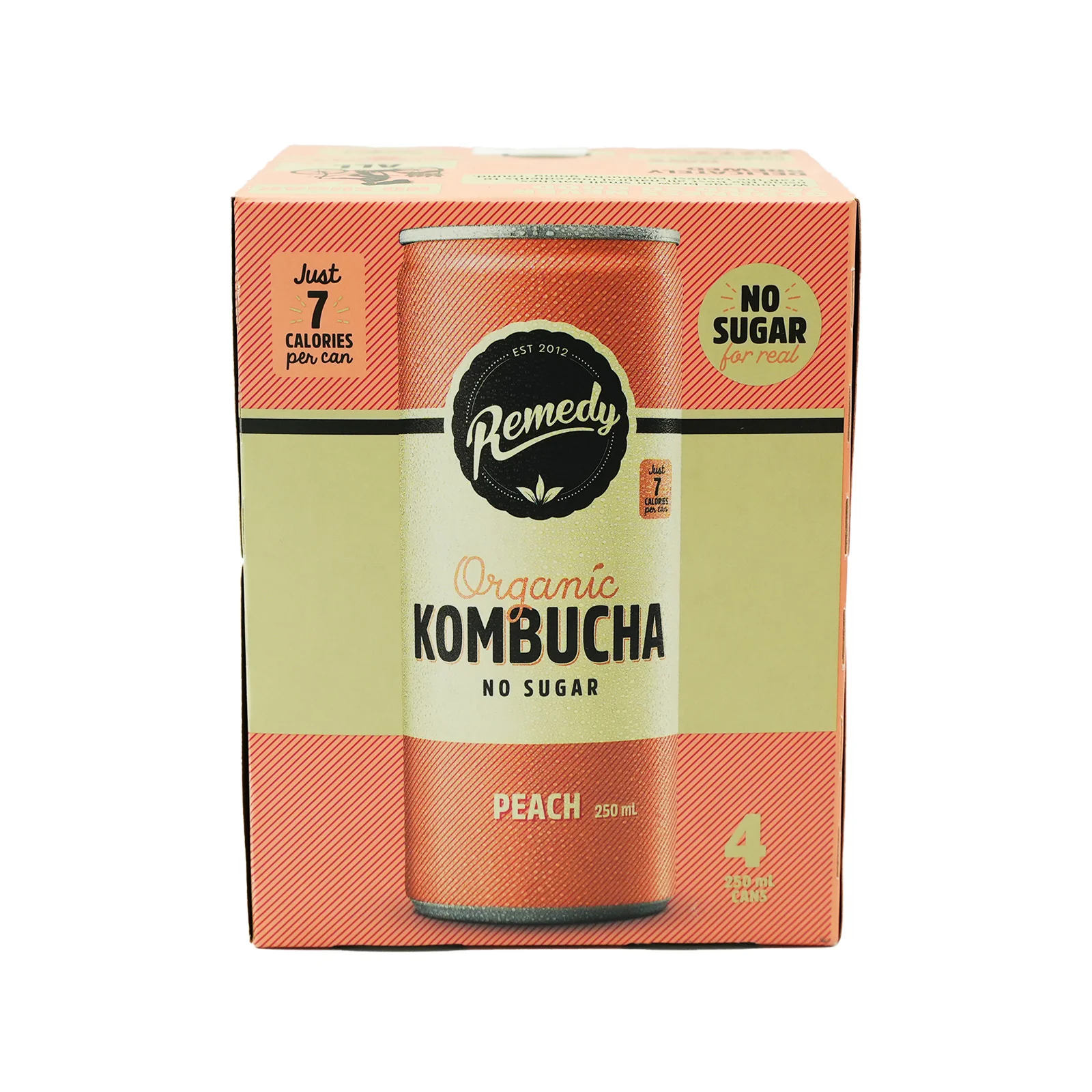 Remedy Organic Kombucha Peach Drink Can 250ml