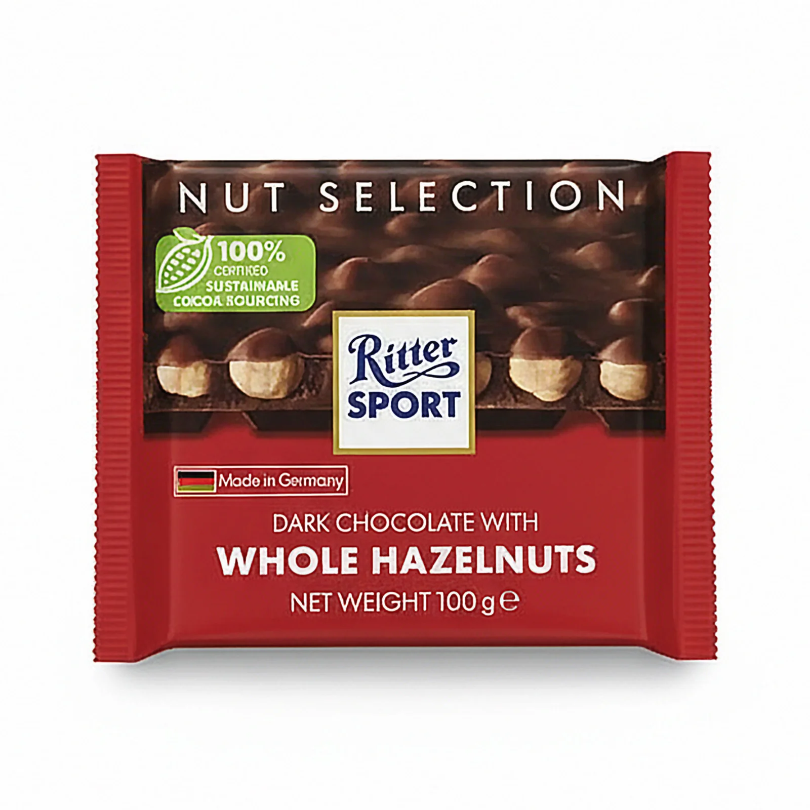Ritter Sport Dark Whole Hazelnuts Chocolate Bar 100g - Image 2