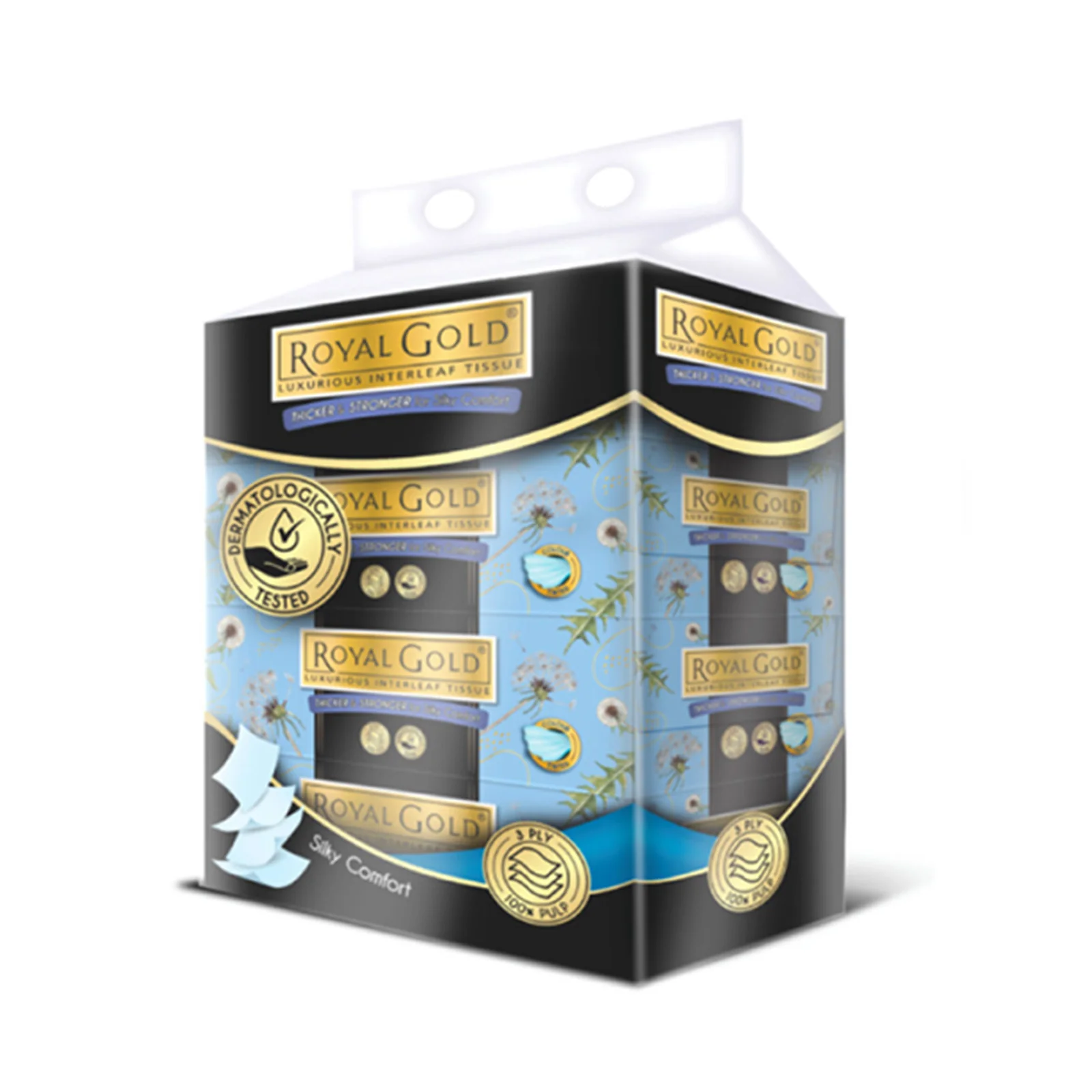 Royal Gold Interleaf Facial Tissues 80pcs x 4 - Image 2