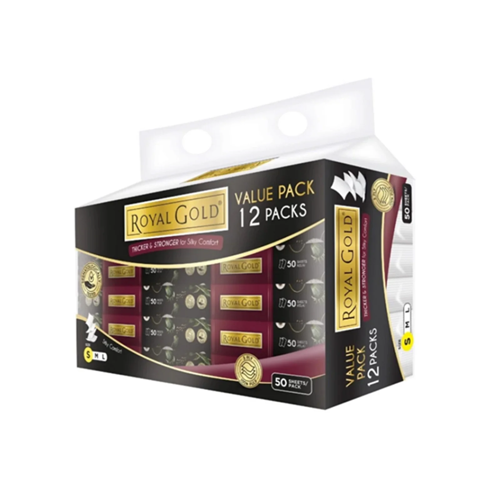 Royal Gold Lux White Tissue Soft Pack 3Ply 50pcs x 12 - Image 2