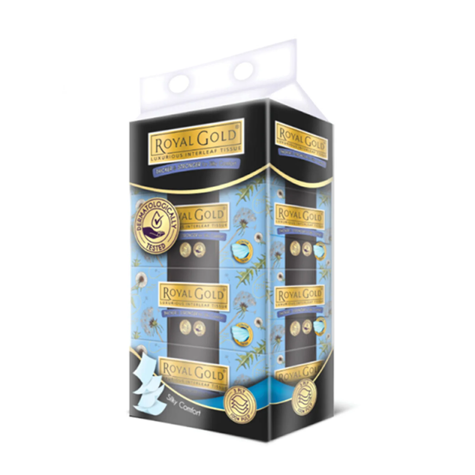 Royal Gold Luxurious Interleaf Facial Tissue (3ply) 110pcs x 4 - Image 2