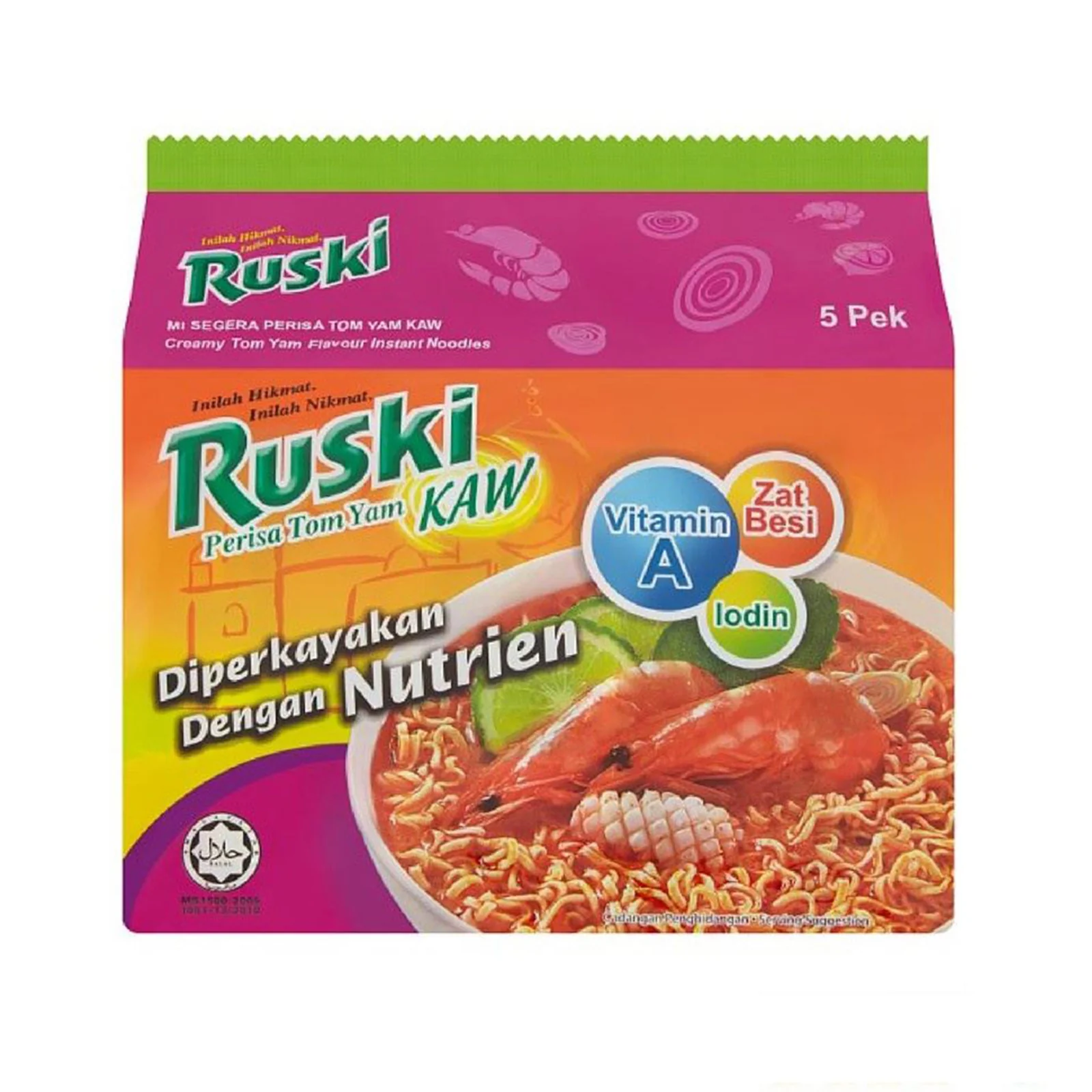Ruski Tom Yam Flavoured Instant Noodles (Kaw) 80g x 5