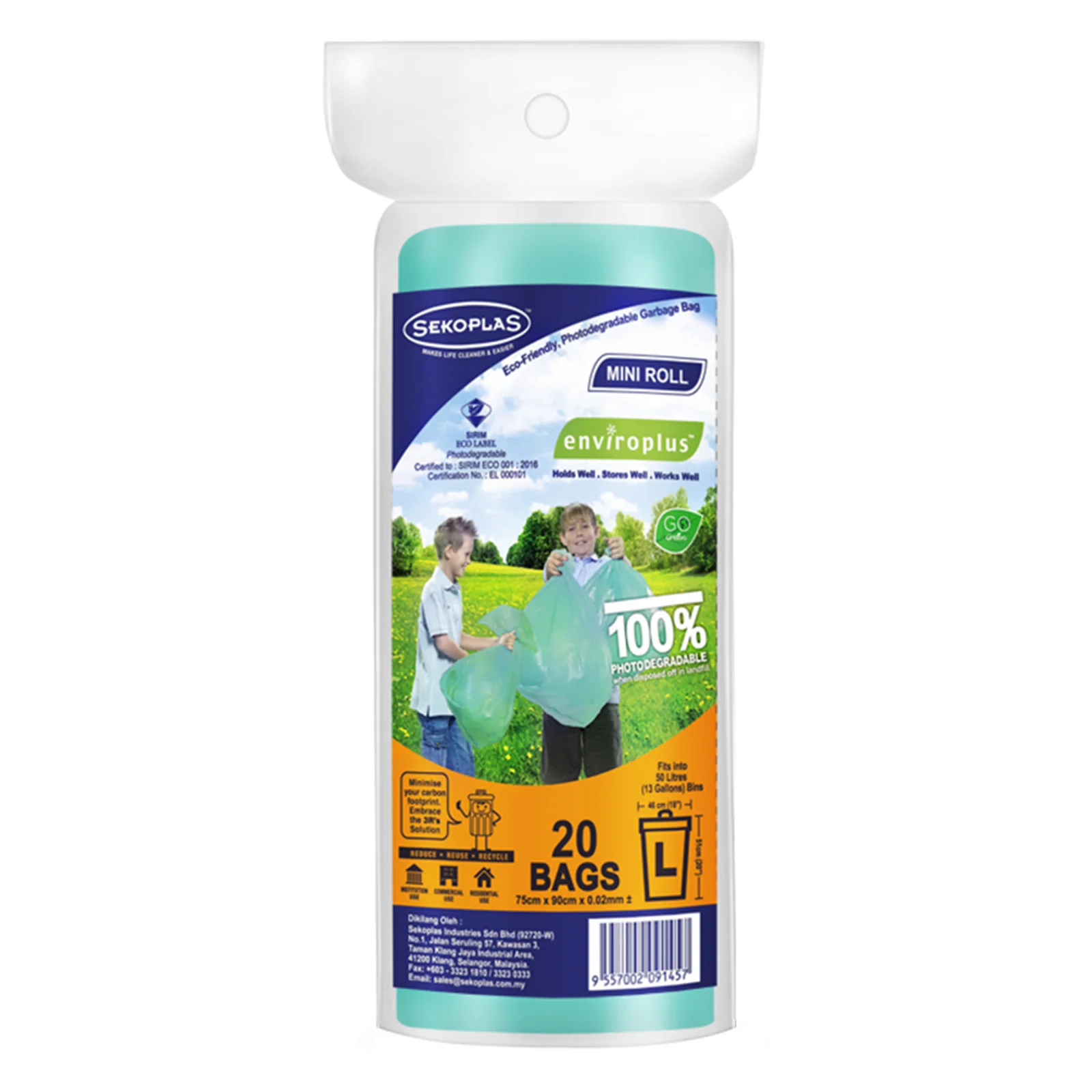 Sekoplas Enviroplus Garbage Roll (75 x 90cm) (Large) 20pcs/pack - Image 2