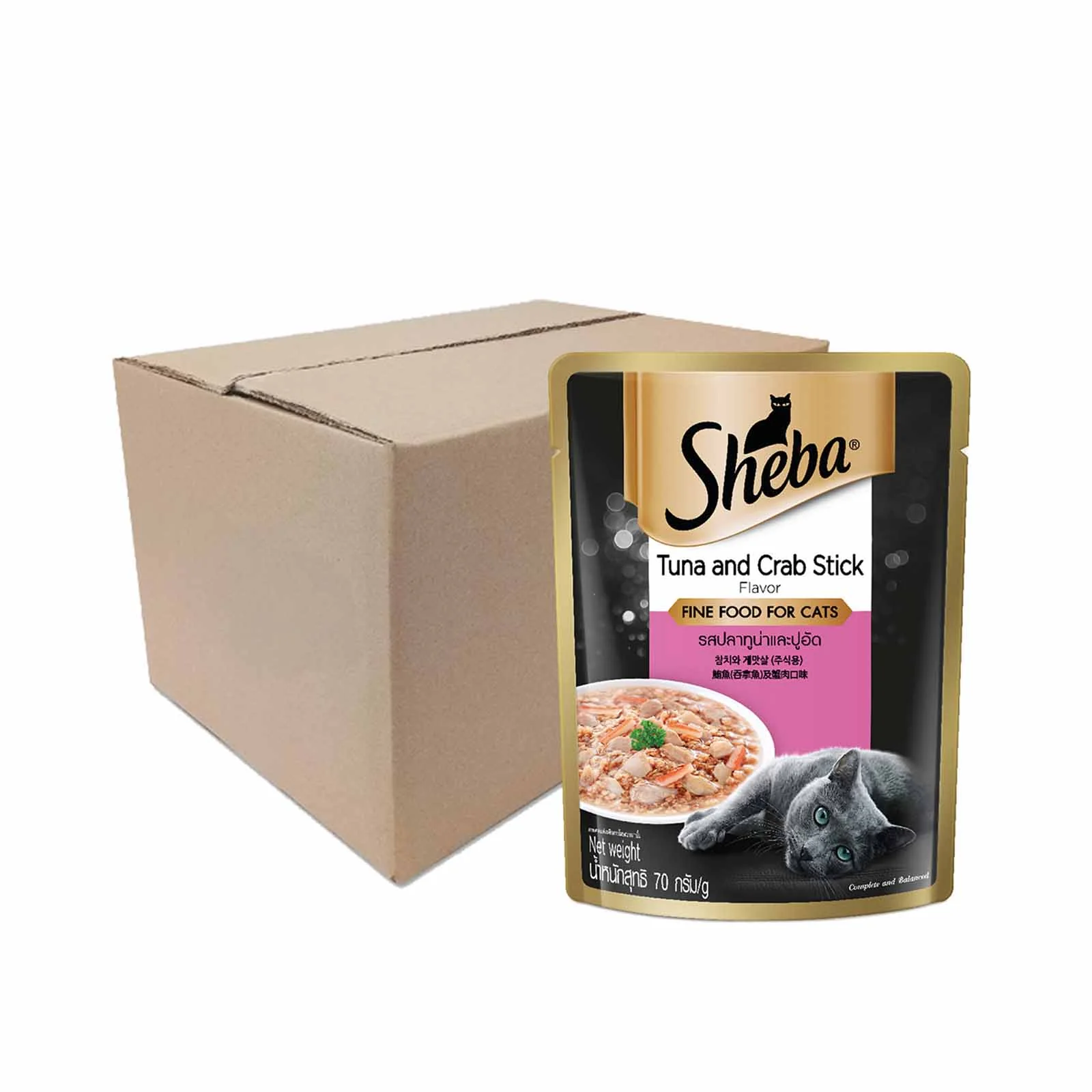 Sheba Pouch Fine Food for Cats (Tuna & Crab Stick Flavour) 70g - Image 2