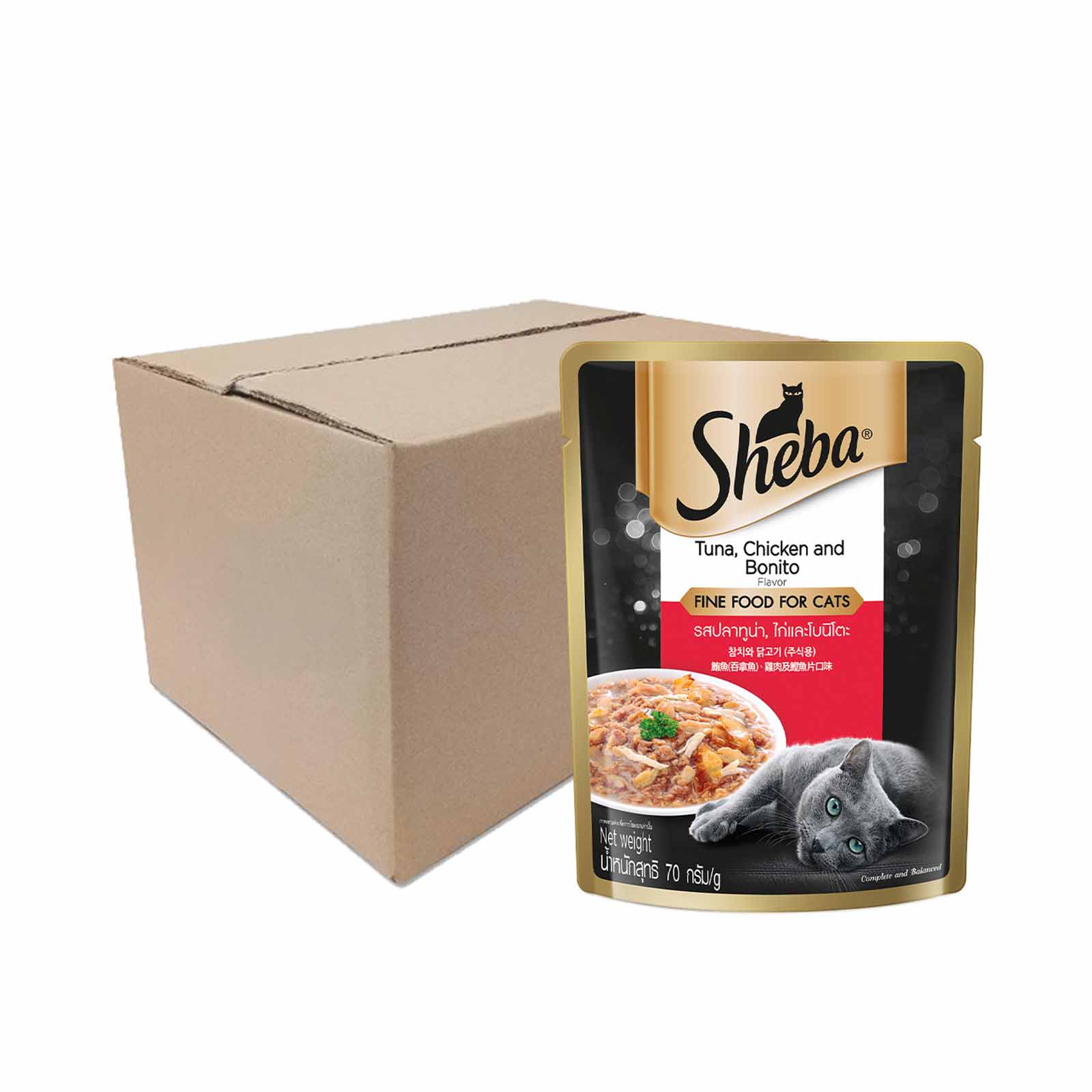 Sheba Pouch Tuna And Chicken With Bonito Flake Flavour Wet Cat Food 70g - Image 2