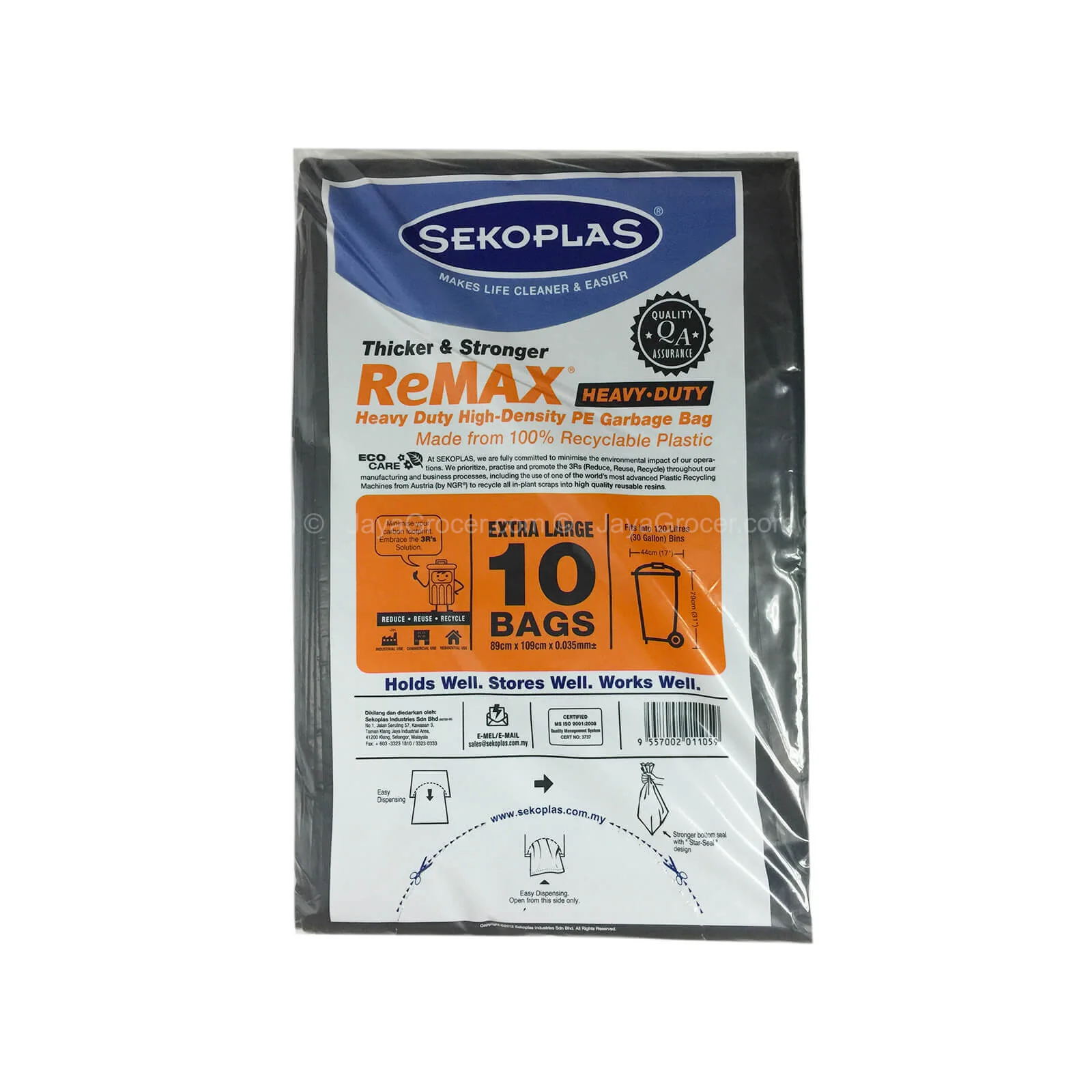 Sekoplas Remax Heavy Duty HDPE Garbage Bags XL 10pcs/pack - Image 2