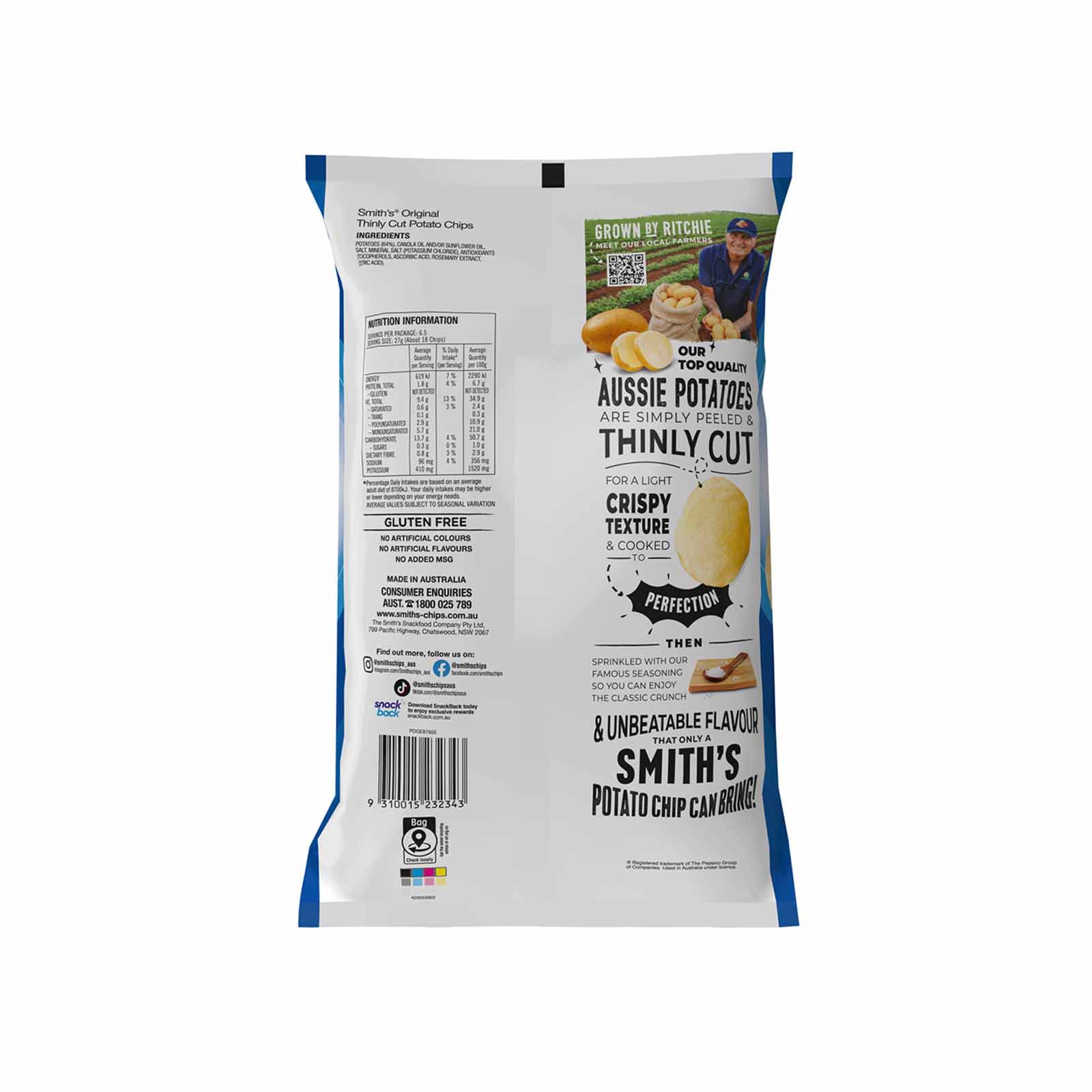 Smiths Potato Crisps Original 175g - Image 2