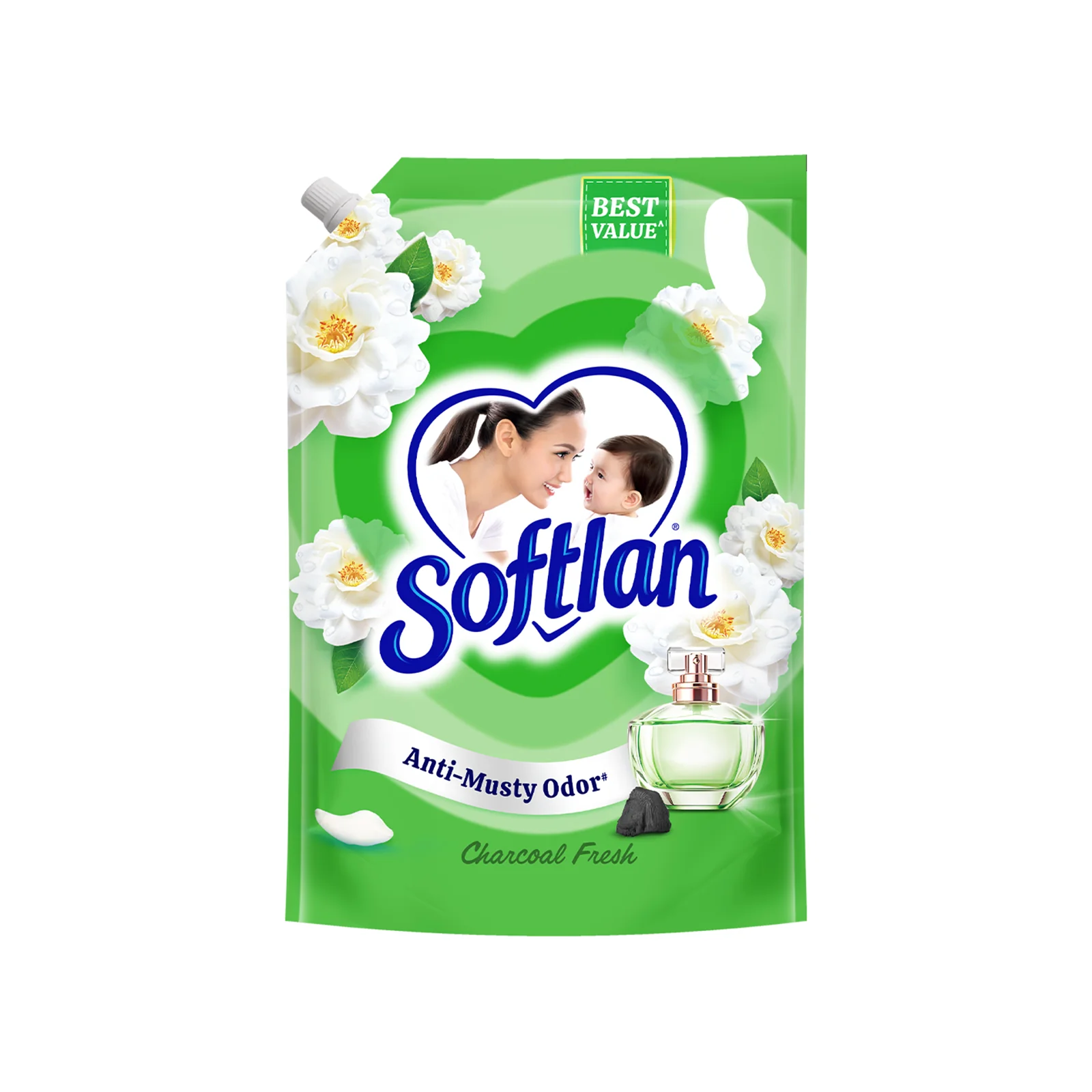 Softlan Charcoal Fresh Fabric Softener Refill 1.4L - Image 2