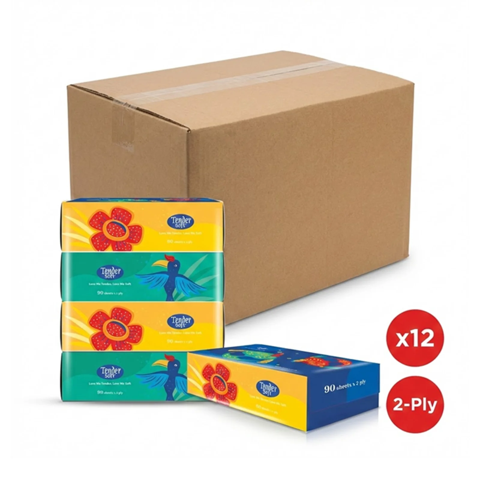 Tender Soft 2ply Facial Tissue 90sheets x 4 - Image 2