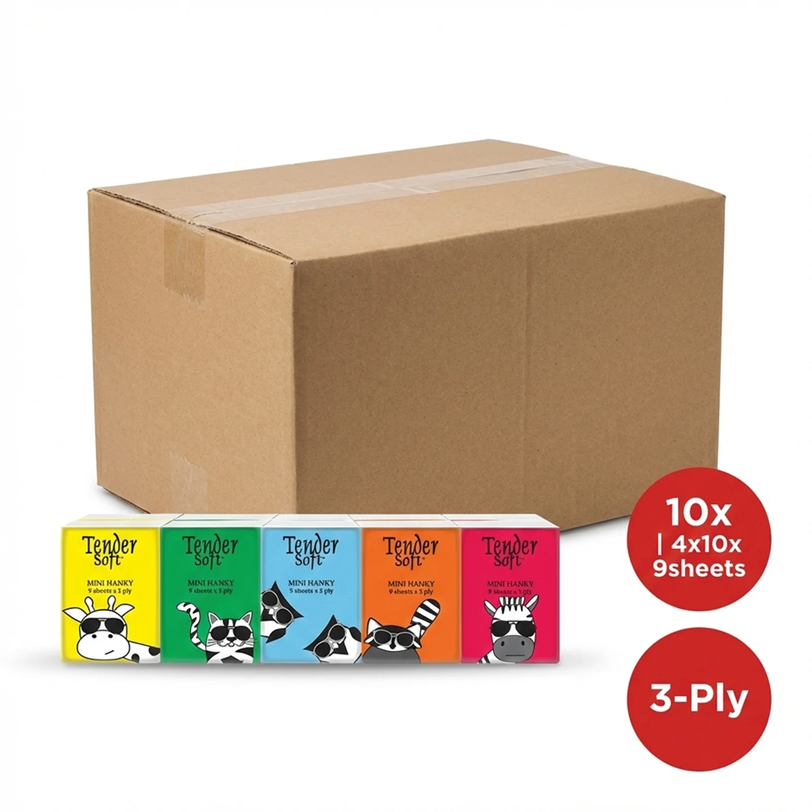 Tender Soft 3ply Mini Hanky 9sheets x 10 - Image 2