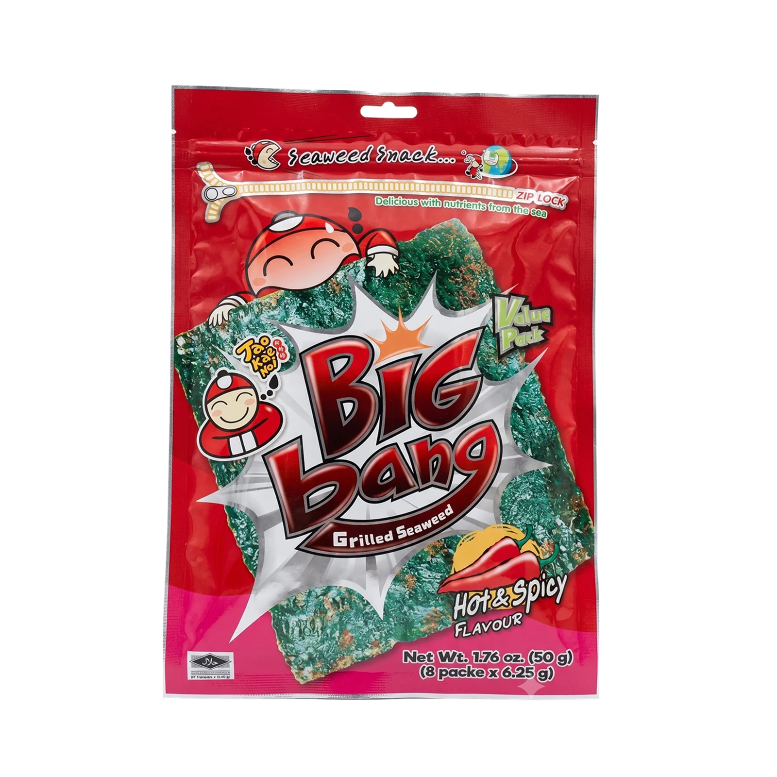 Taokaenoi Big Bang Grilled Seaweed Hot and Spicy Flavour 50g - Image 2
