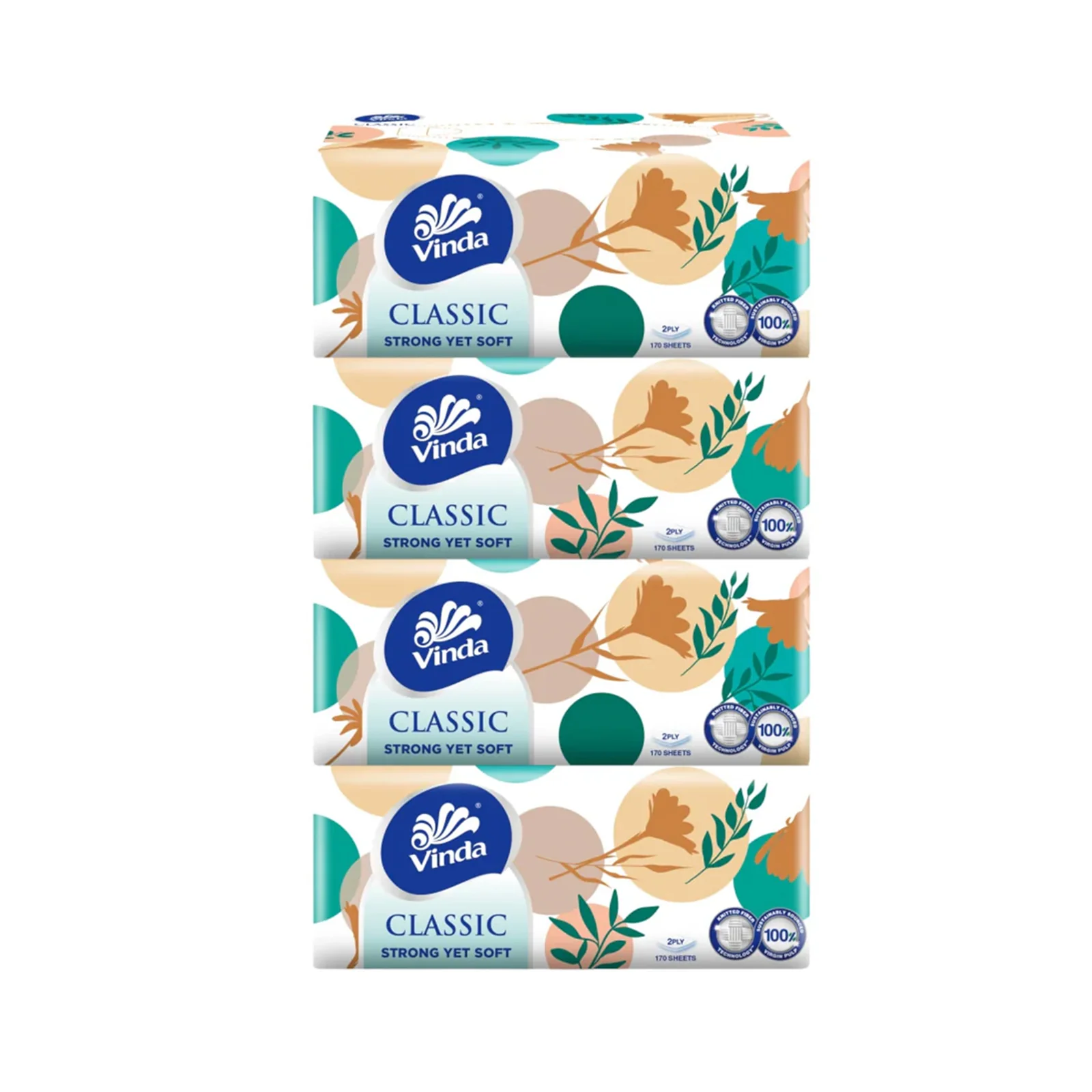 Vinda Classic 2 Ply Box Facial Tissue 4 x 170pcs/pack