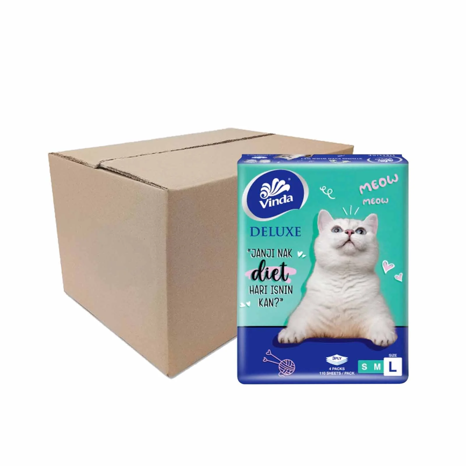 Vinda Deluxe 3ply Facial Tissues Soft Pack 110pcs x 4 - Image 2