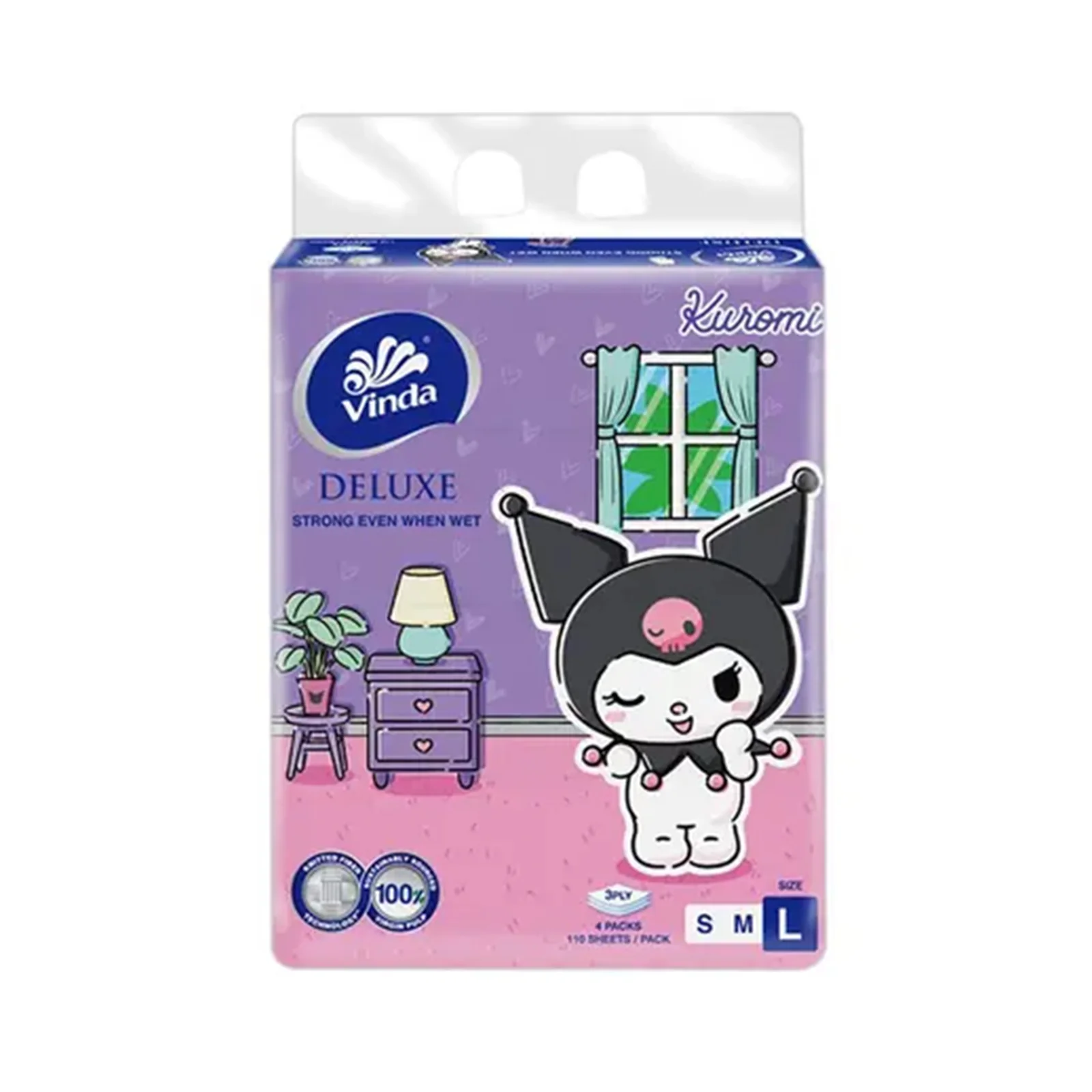 Vinda Deluxe 3ply Facial Tissues Soft Pack 110pcs x 4 - Image 3