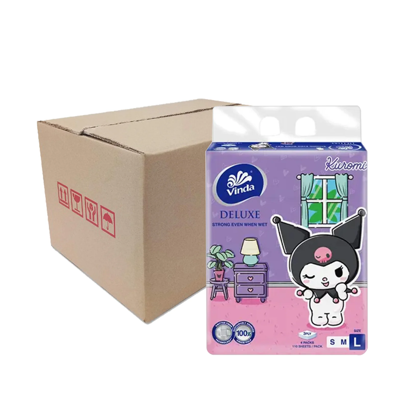 Vinda Deluxe 3ply Facial Tissues Soft Pack 110pcs x 4 - Image 4
