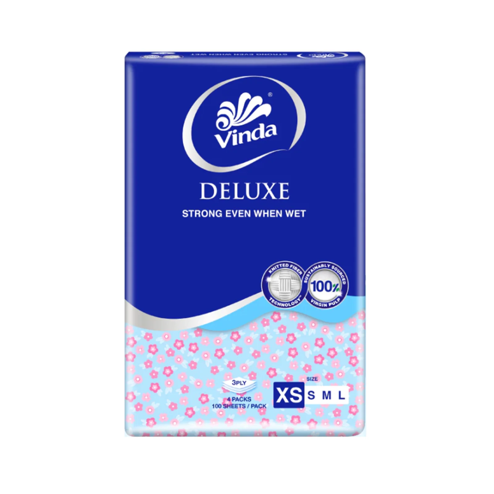 Vinda Deluxe 3ply Softpack 100sheets x 4