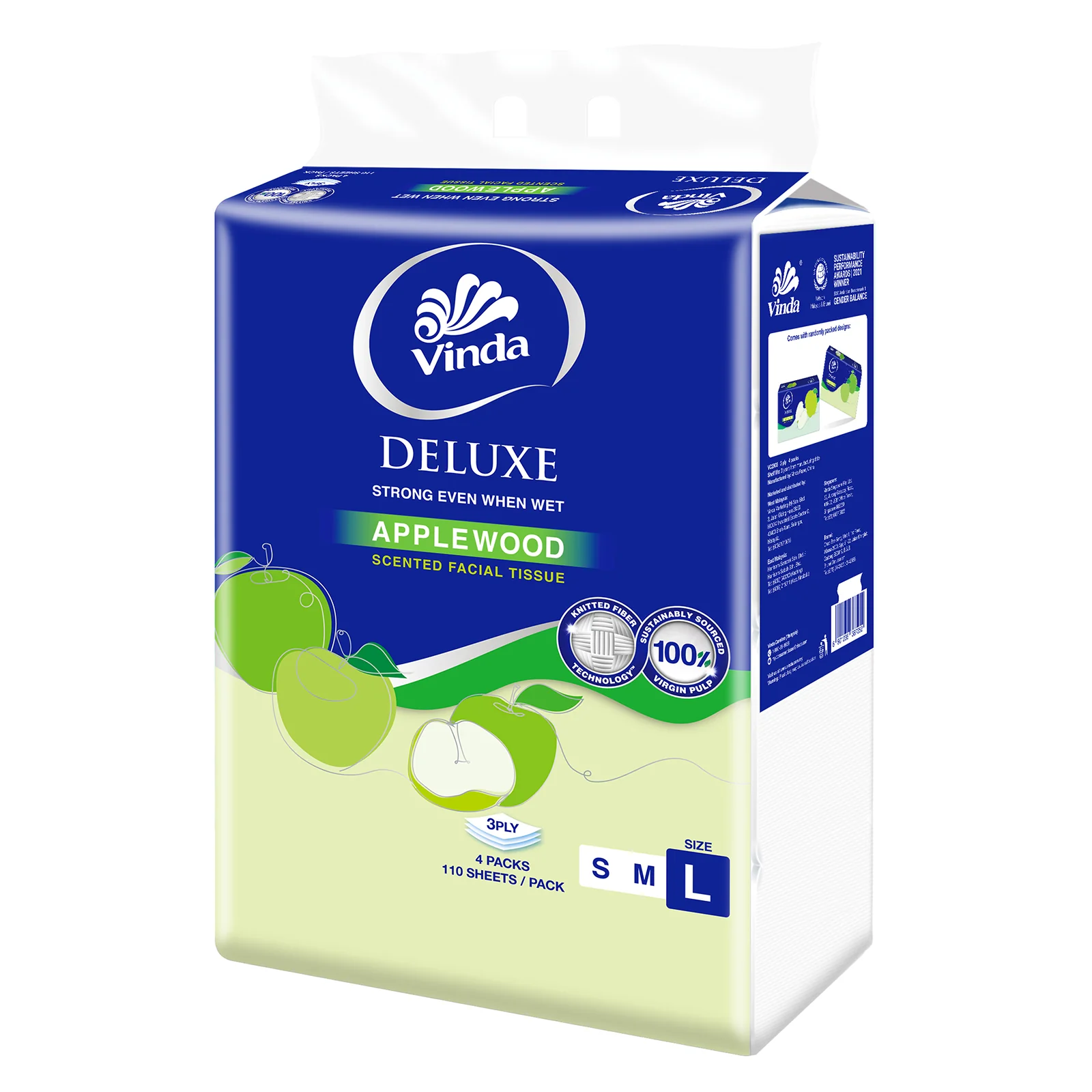 Vinda Deluxe 3ply Facial Tissue Soft Pack (Large) 110pcs x 4 - Image 2