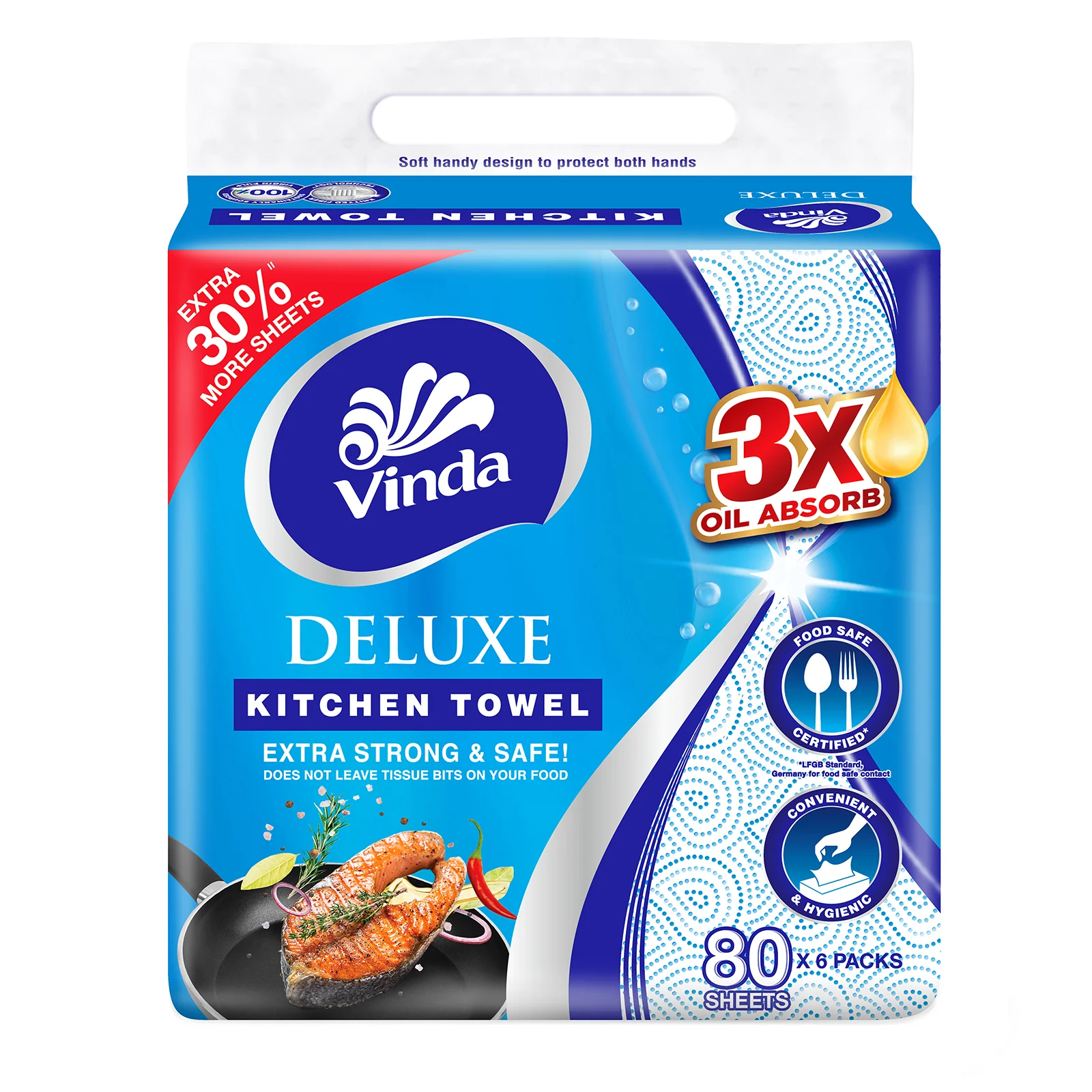 Vinda Deluxe Kitchen Towel 80sheet x 6 - Image 2