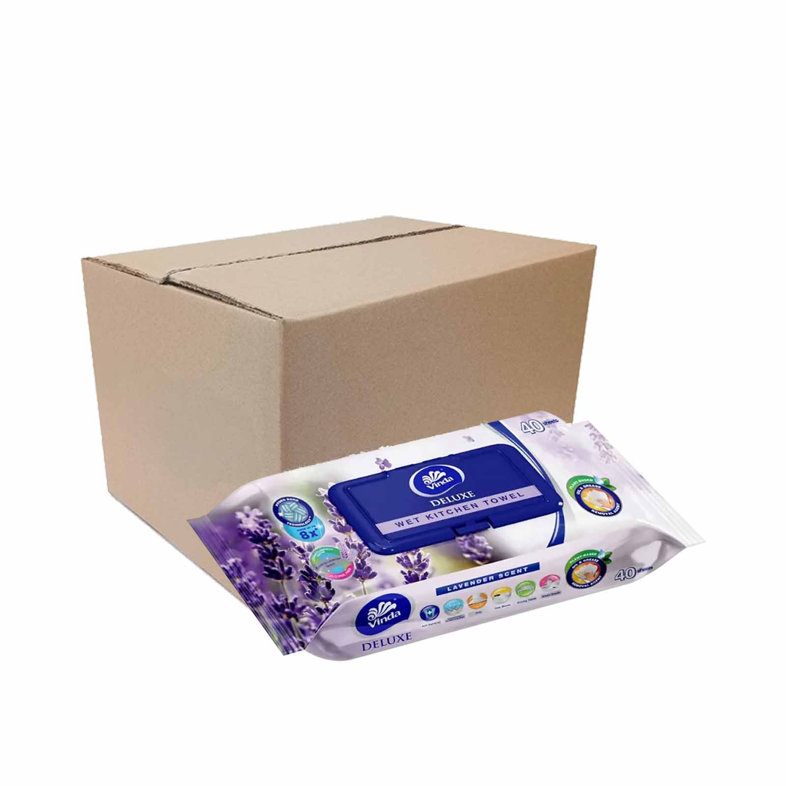 Vinda Deluxe Lavender Kitchen Wet Wipes 40sheets/pack - Image 2