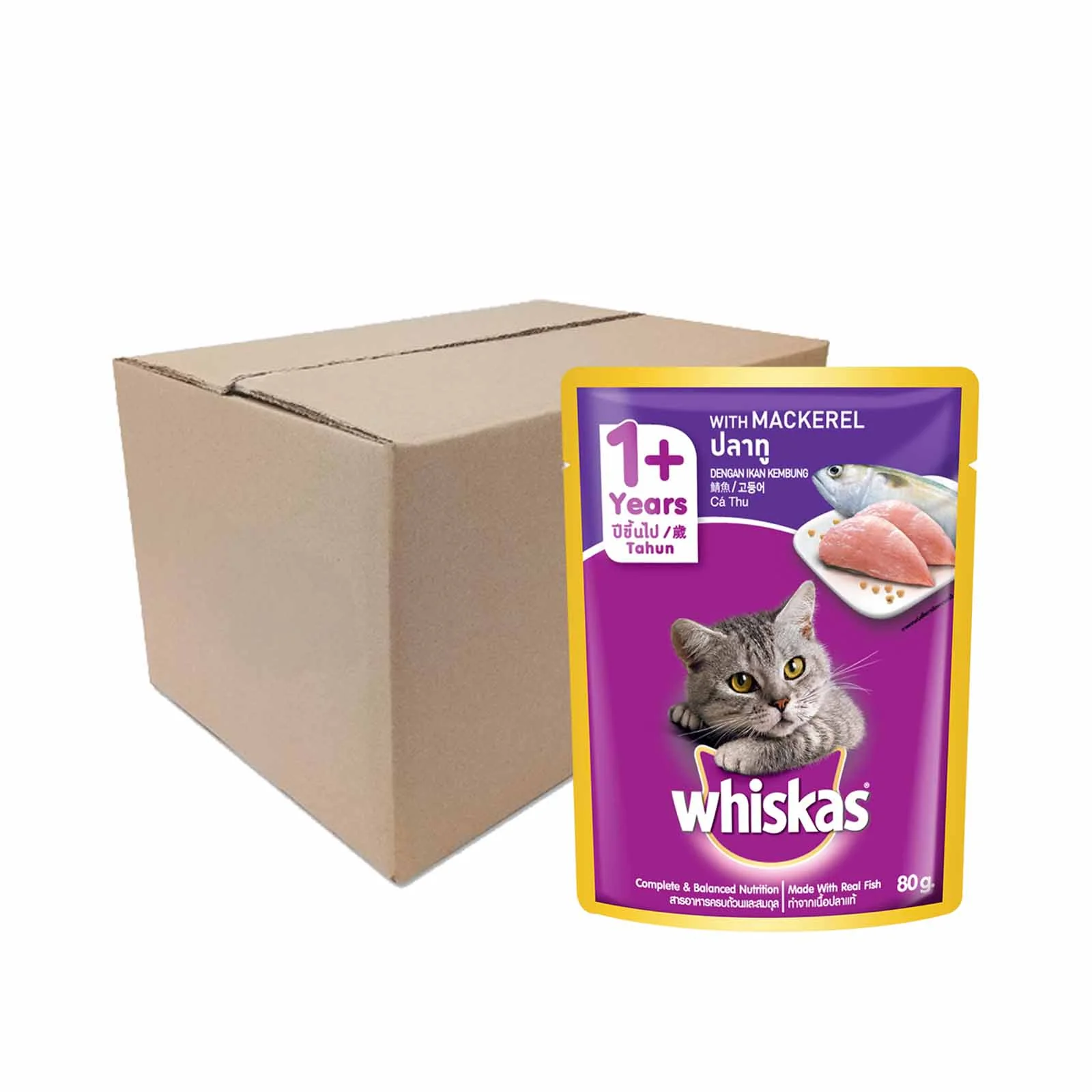 Whiskas Pouch Real Fish Mackerel 80g - Image 2