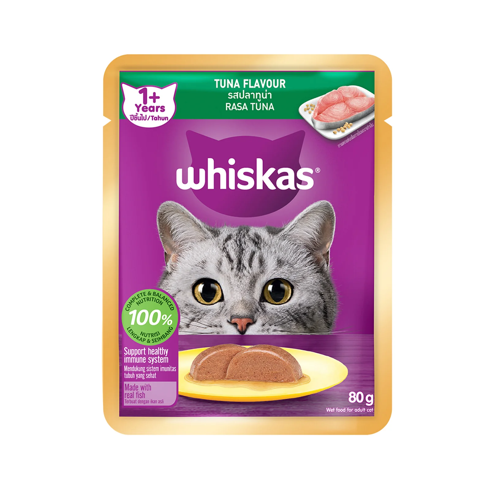 Whiskas Pouch Real Fish Tuna 80g - Image 3