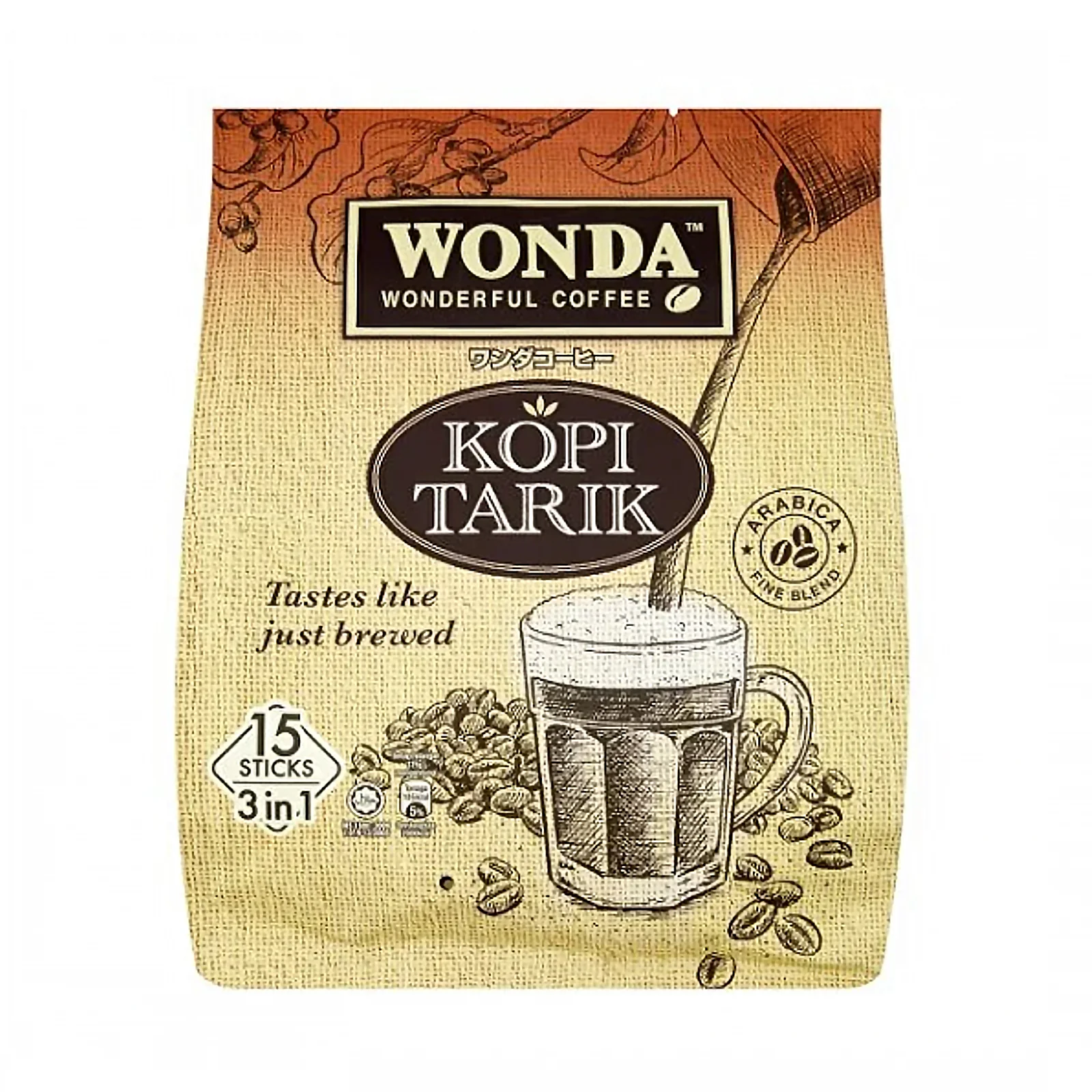 Wonda 3 in 1 Kopi Tarik 20g x 15 - Image 2